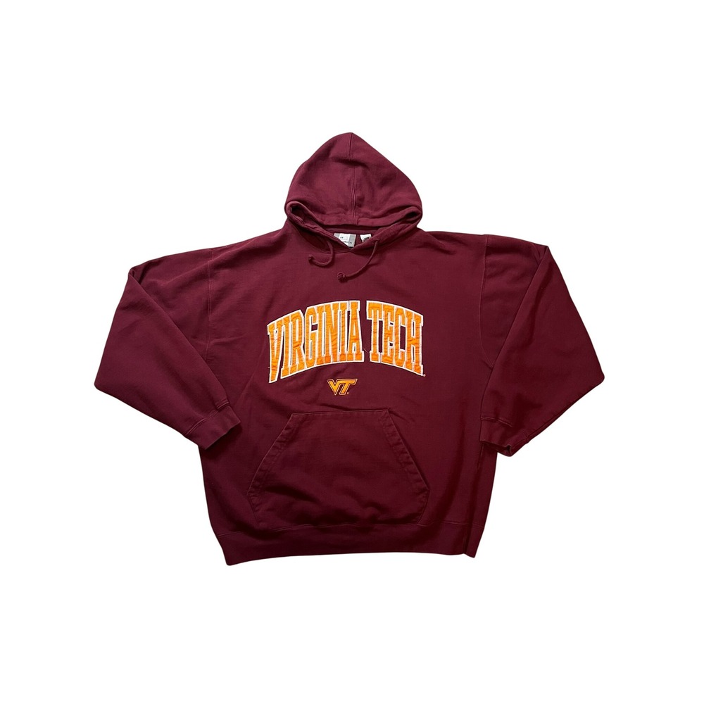 Virginia Tech Hokies Heavyweight Hoodie XXL J. America Embroidered Maroon NCAA